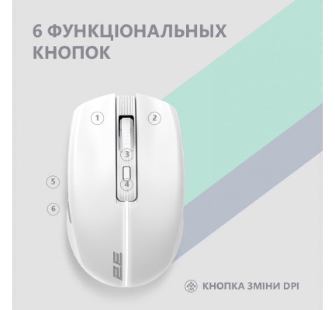 2E Мишка 2E MF270 Silent Rechargeable Wireless White (2E-MF270WWH)