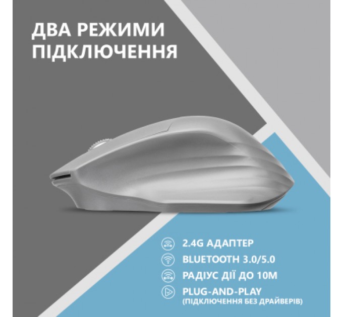 2E Мишка 2E MF280 Silent Wireless/Bluetooth Gray (2E-MF280WGR)