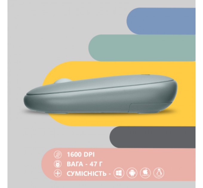 2E Мишка 2E MF300 Silent Wireless/Bluetooth Ashen Green (2E-MF300WGN)