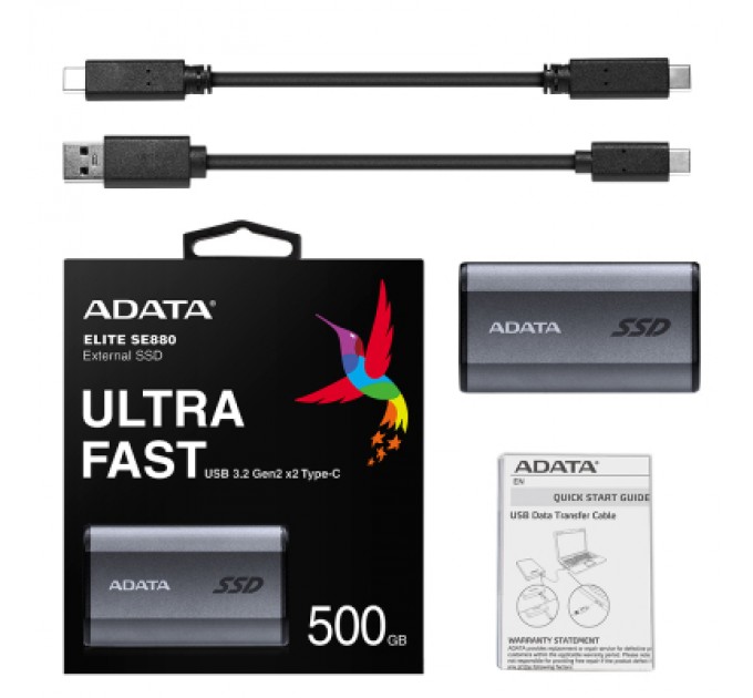 ADATA Накопичувач SSD USB 3.2 500GB ADATA (AELI-SE880-500GCGY)