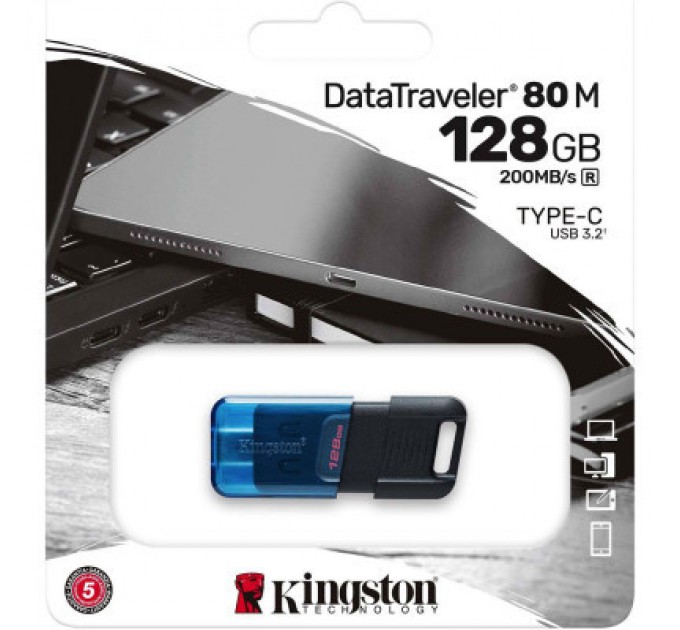 Kingston USB флеш накопичувач Kingston DataTraveler 80 M Blue/Black (DT80M/128GB)