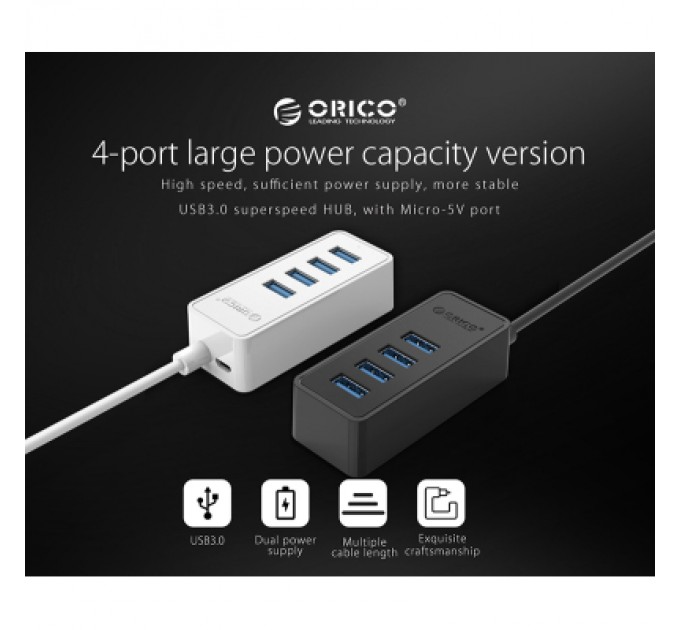Orico Концентратор Orico USB 3.0 4 ports (W5P-U3-100-BK-PR) (CA911264)
