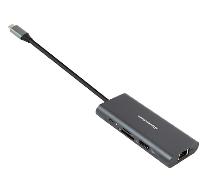 PowerPlant Концентратор PowerPlant USB-C to 2xUSB 3.0, 1xUSB 2.0, 1xType-C (PD), HDMI, SD, RJ45 (CA913497)