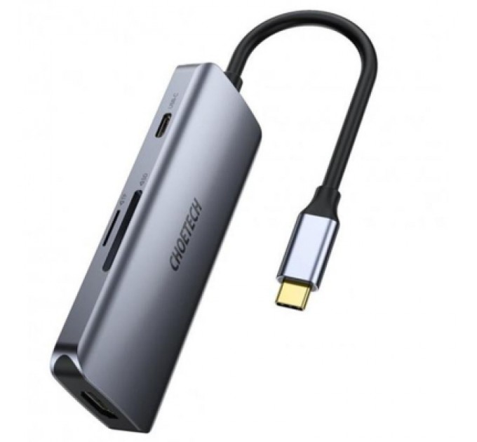 Choetech Концентратор Choetech USB-C 7-in-1 (HDMI/PD/CR/USB-A/USB-C) alum (HUB-M19-GY)