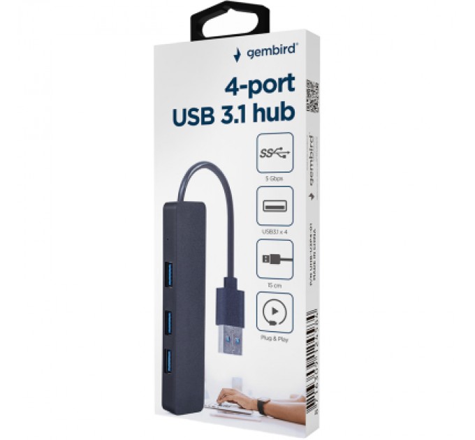Gembird Концентратор Gembird USB 3.0 4 ports black (UHB-U3P4-04)