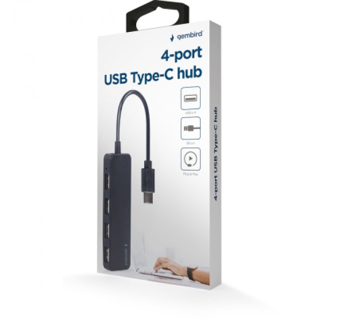 Gembird Концентратор Gembird USB-C 4 ports USB 2.0 black (UHB-CM-U2P4-01)