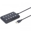 Gembird Концентратор Gembird USB 2.0 10 ports black (UHB-U2P10P-01)