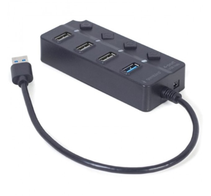 Gembird Концентратор Gembird 4 ports (1xUSB3.1+3xUSB2.0) switch black (UHB-U3P1U2P3P-01)