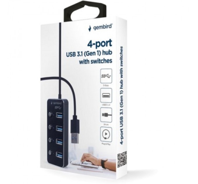 Gembird Концентратор Gembird USB 3.0 4 ports switch black (UHB-U3P4P-01)