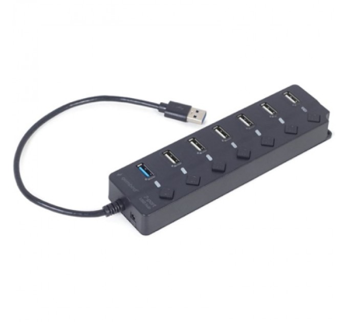 Gembird Концентратор Gembird 7 ports (1xUSB3.1+6xUSB2.0) switch black (UHB-U3P1U2P6P-01)