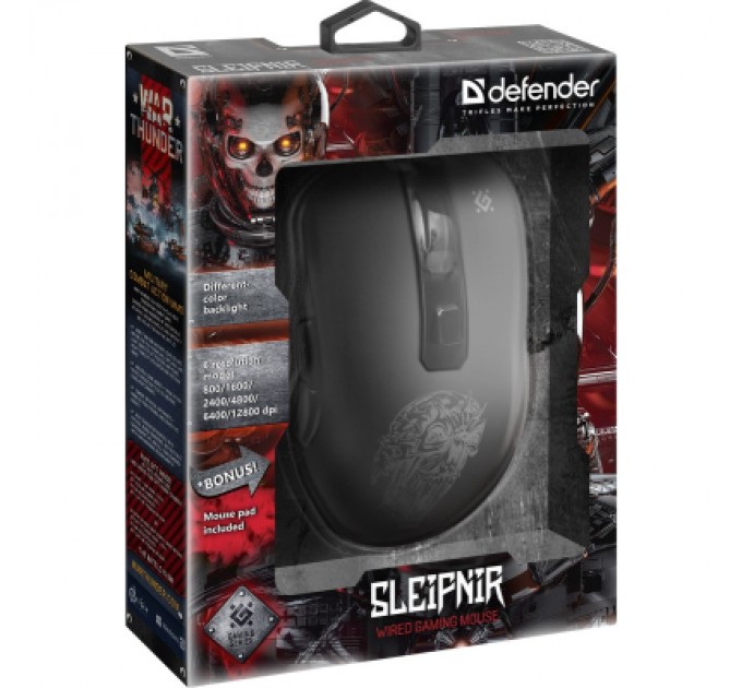 Defender Мишка Defender Sleipnir GM-927 USB Black+ Килимок (52927)