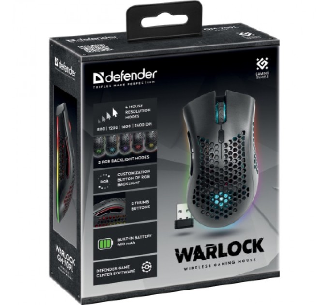 Defender Мишка Defender Warlock GM-709L RGB Wireless Black (52709)