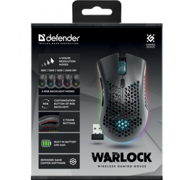 Defender Мишка Defender Warlock GM-709L RGB Wireless Black (52709)