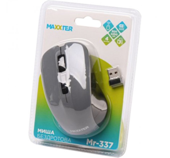 Maxxter Мишка Maxxter Mr-337-Gr Wireless Gray (Mr-337-Gr)
