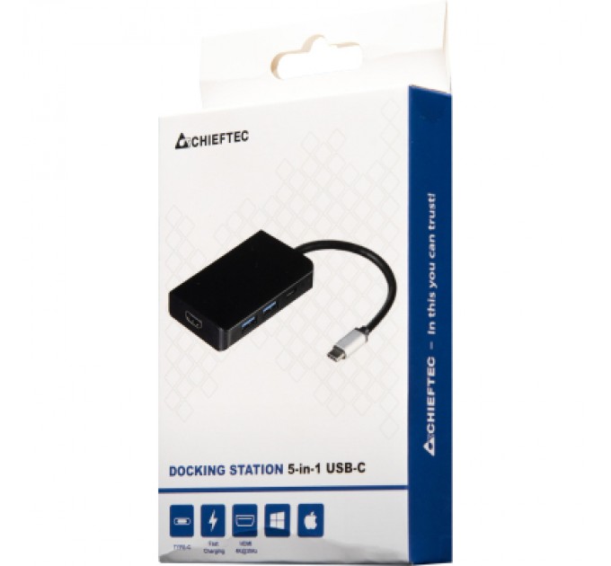 Chieftec Концентратор Chieftec USB3.1 Type-C to HDMI/USB 3.0x2/USB-C/PD 60W 5-in-1 DSC-501 (DSC-501)