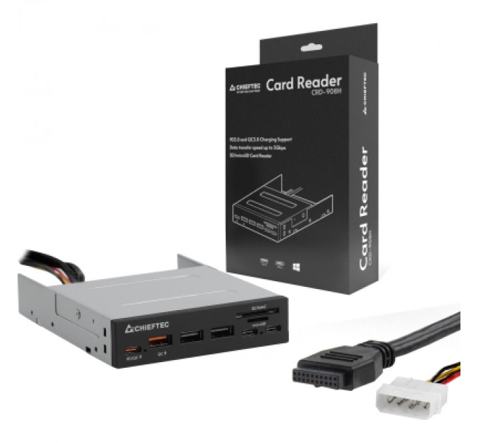 Chieftec Зчитувач флеш-карт Chieftec 3.5" 2xUSB3.2/2xType-C/1xPD3.0/1xQC3.0 USB (CRD-908H)
