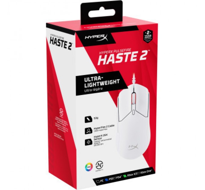 HyperX Мишка HyperX Pulsefire Haste 2 USB White (6N0A8AA)