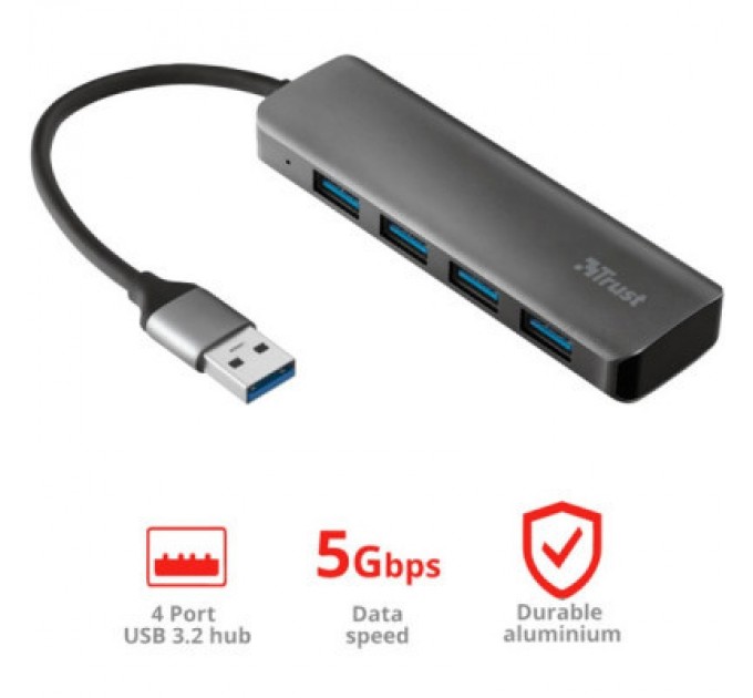 Trust Концентратор Halyx 4-Port USB-A 3.2 Grey Trust (24947_TRUST)