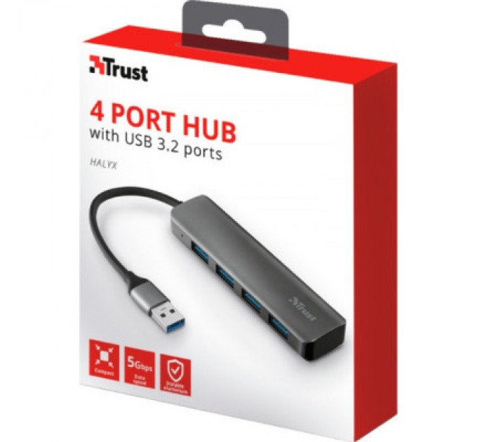 Trust Концентратор Halyx 4-Port USB-A 3.2 Grey Trust (24947_TRUST)