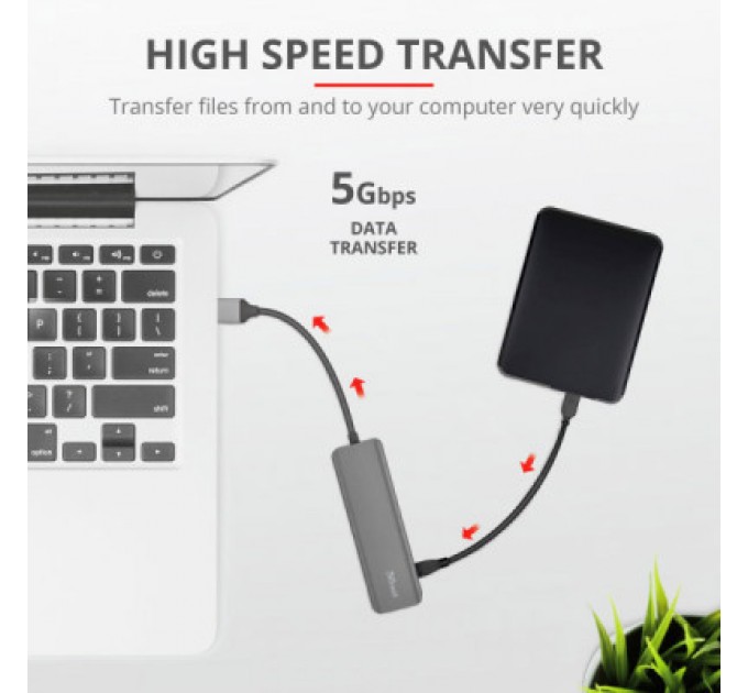 Trust Концентратор Halyx 4-Port USB-A 3.2 Grey Trust (24947_TRUST)