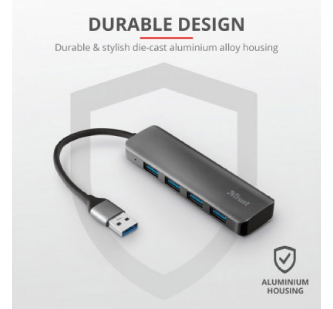 Trust Концентратор Halyx 4-Port USB-A 3.2 Grey Trust (24947_TRUST)