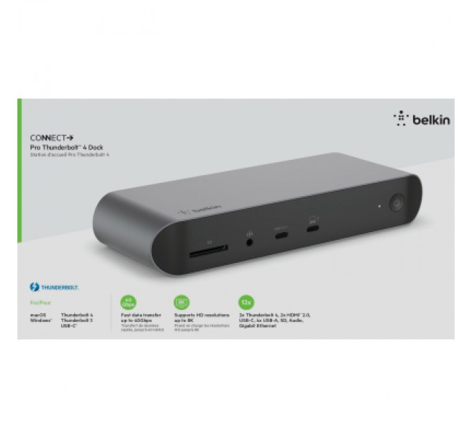 Belkin Порт-реплікатор Belkin USB-C Pro Thunderbolt 4 Dock Triple Display Dock 8K (INC006VFSGY)