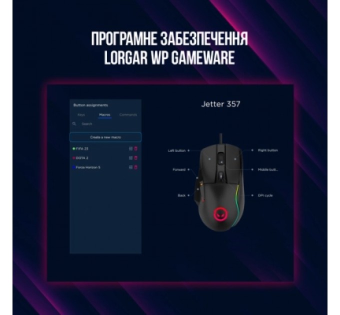Lorgar Мишка Lorgar Jetter 357 Wired USB Black (LRG-GMS357)