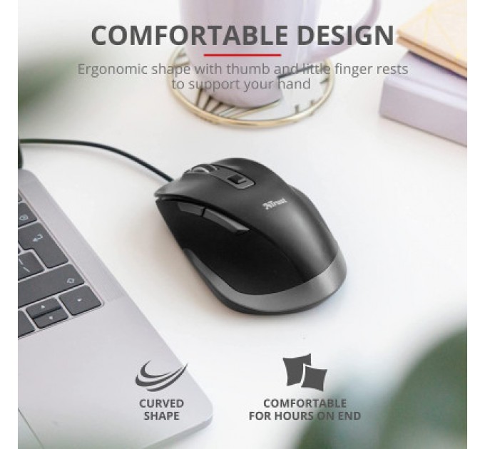 Trust Мишка Trust Fyda Comfortable ECO USB Black-GREY (24728)