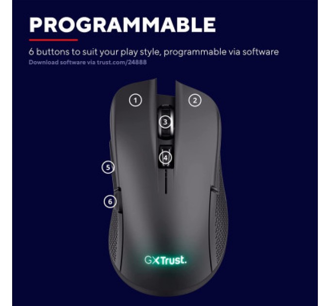 Trust Мишка Trust GXT923 YBAR Wireless Black (24888)