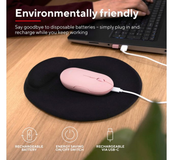 Trust Мишка Trust Puck Wireless/Bluetooth Silent Pink (24125)