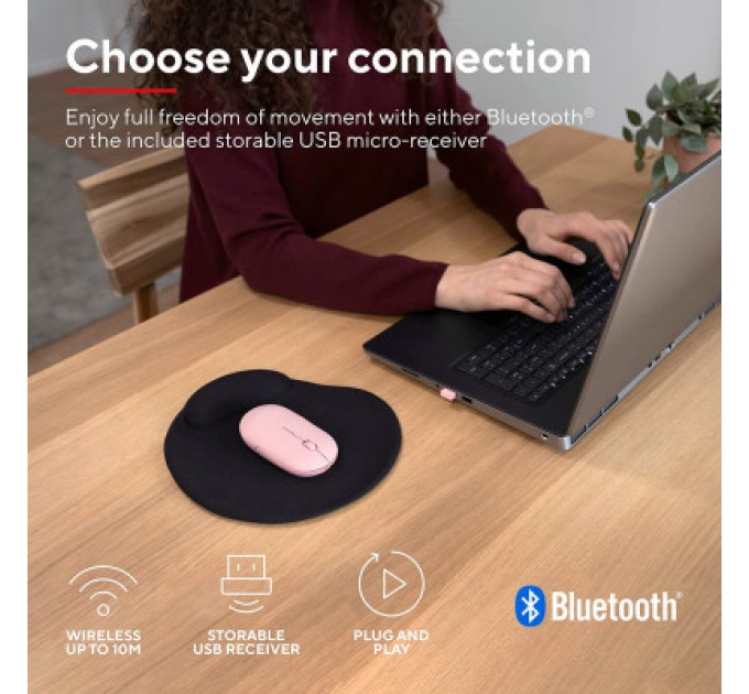 Trust Мишка Trust Puck Wireless/Bluetooth Silent Pink (24125)