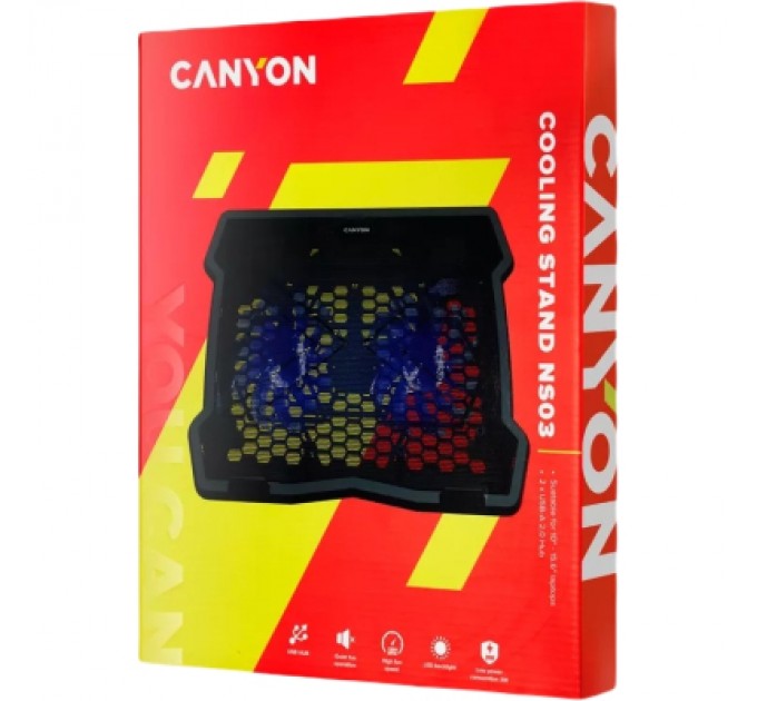 Canyon Підставка до ноутбука Canyon NS03, 10-15.6 laptop, dual-fan with 2x2.0 USB hub (CNE-HNS03)