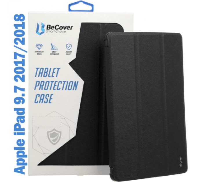 BeCover Чохол до планшета BeCover Tri Fold Soft TPU mount Apple Pencil Apple iPad 9.7 2017/2018 A1822/A1823/A1893/A1954 Black (708453)