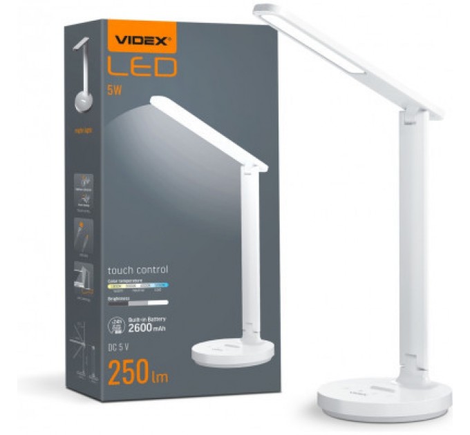 Videx Настільна лампа Videx LED з акумулятором 5W 1800-5000K (VL-TF16W)
