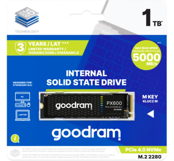 Goodram Накопичувач SSD M.2 2280 1TB PX600 Goodram (SSDPR-PX600-1K0-80)