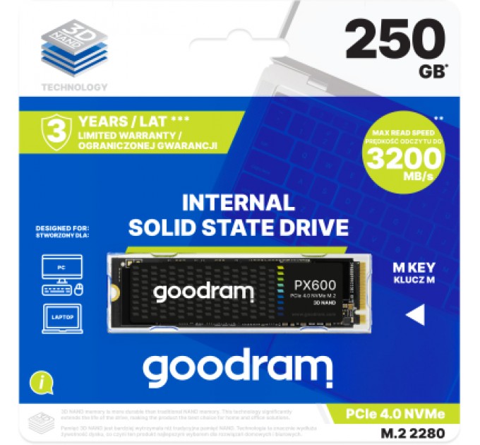 Goodram Накопичувач SSD M.2 2280 250GB PX600 Goodram (SSDPR-PX600-250-80)