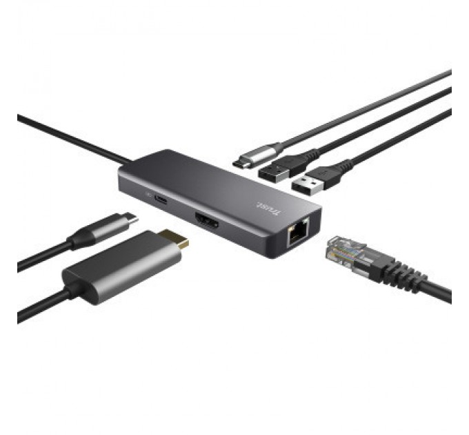 Trust Порт-реплікатор Trust Dalyx 6-in-1 USB-C Multi-port Dock Aluminium (24968_TRUST)