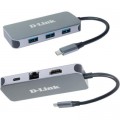 D-Link Концентратор D-Link 3xUSB3.0, 1xUSB-C/PD, 1xHDMI 1.4b, 1xGE, USB-C (DUB-2335)
