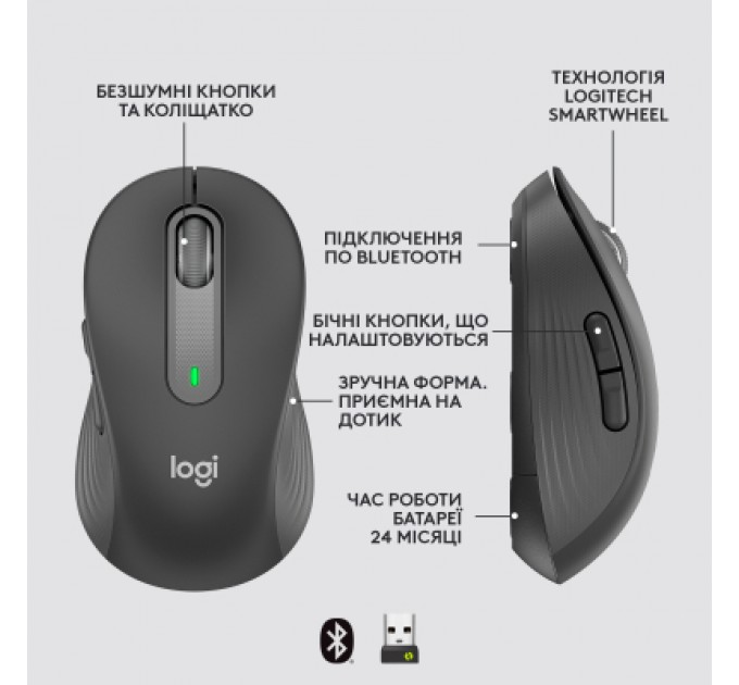 Logitech Мишка Logitech Signature M650 L Wireless Mouse for Business Graphite (910-006348)