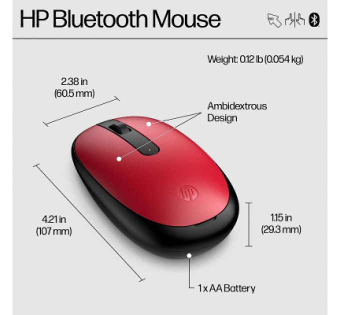 HP Мишка HP 240 Bluetooth Red (43N05AA)