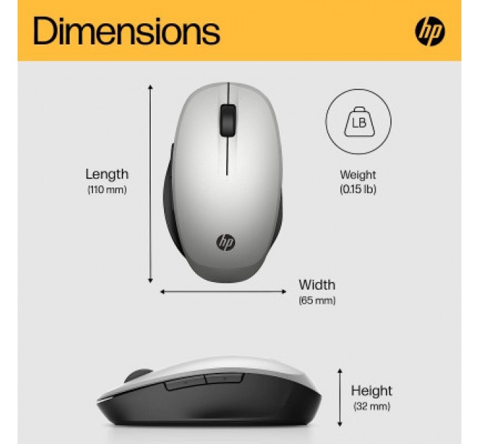 HP Мишка HP Dual Mode Bluetooth/Wireless Silver (6CR72AA)