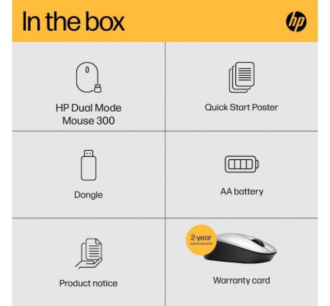 HP Мишка HP Dual Mode Bluetooth/Wireless Silver (6CR72AA)