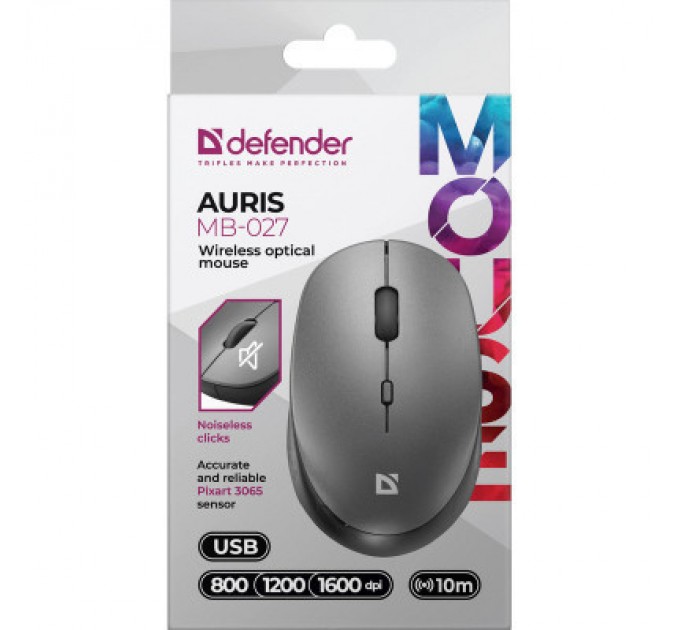 Defender Мишка Defender Auris MB-027 Silent Wireless Grey (52029)