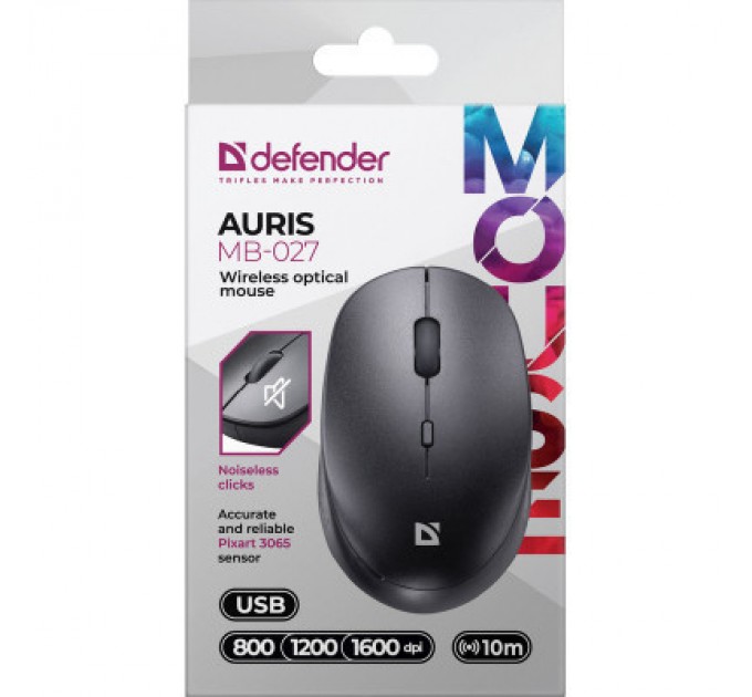 Defender Мишка Defender Auris MB-027 Silent Wireless Black (52027)