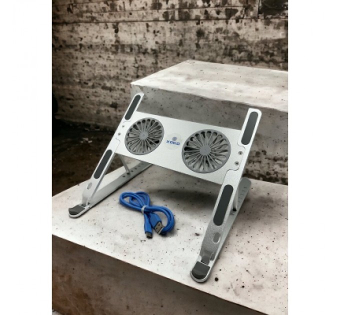 XoKo Підставка до ноутбука XoKo NST-101 Aluminium з активним охолодженням Silver (XK-NST-101-SL)