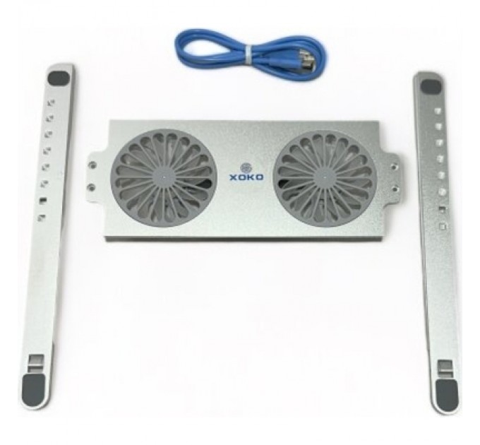 XoKo Підставка до ноутбука XoKo NST-101 Aluminium з активним охолодженням Silver (XK-NST-101-SL)