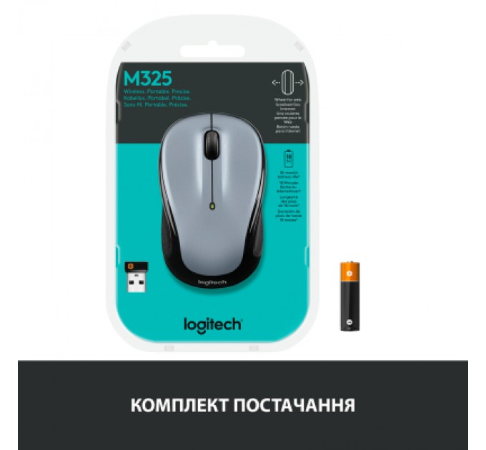 Logitech Мишка Logitech M325s Wireless Light Silver (910-006813)