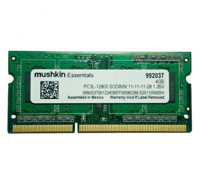 Mushkin Модуль пам'яті для ноутбука SoDIMM DDR3L 4GB 1600 MHz Essentials Mushkin (992037)