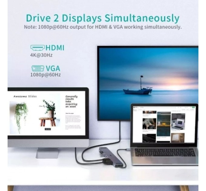 Choetech Концентратор Choetech USB-C 11-in-1 (HUB-M20-GY)