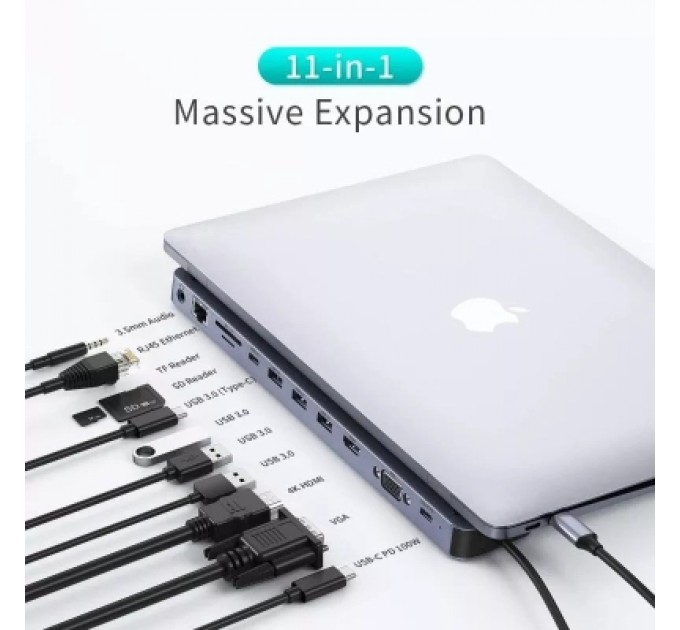 Choetech Концентратор Choetech USB-C 11-in-1 (HUB-M20-GY)